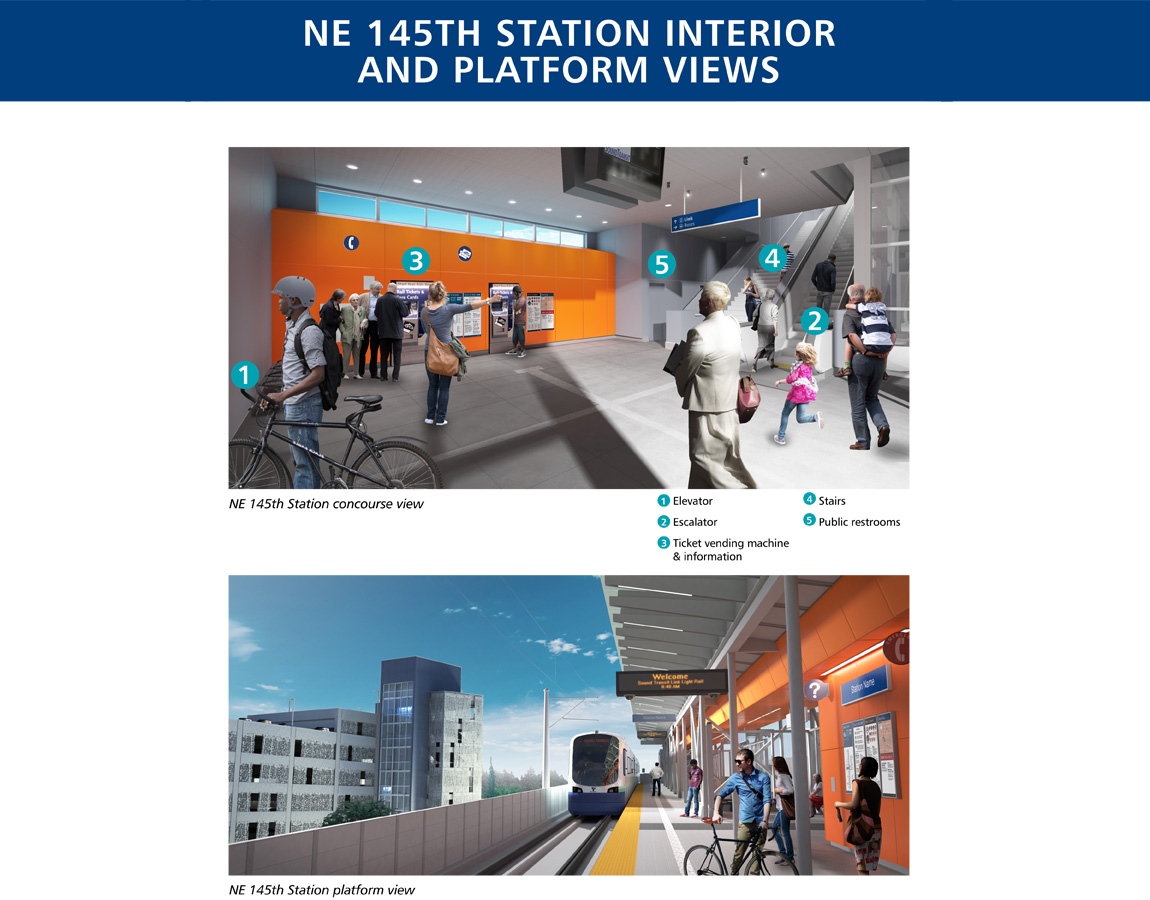 Renderings of the station interior and platform at 145th Street Station. (Sound Transit)