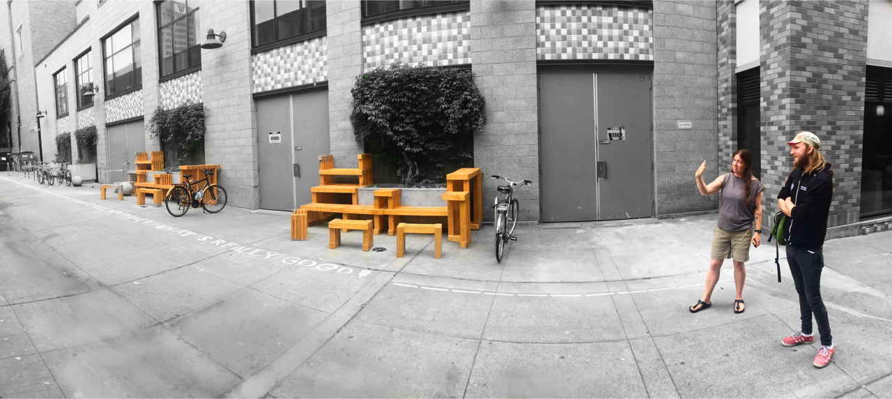 Wide view of the newly activated alley space near Café Allegro. (Cory Crocker)