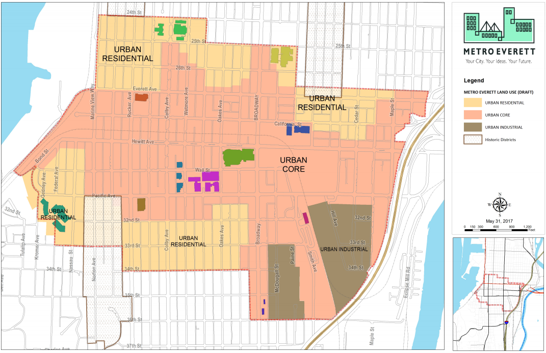 Map of the recommended zoning categories for Metro Everett. (City of Everett)