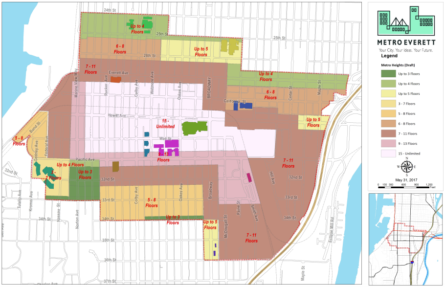 Building heights proposed for Metro Everett. (City of Everett)