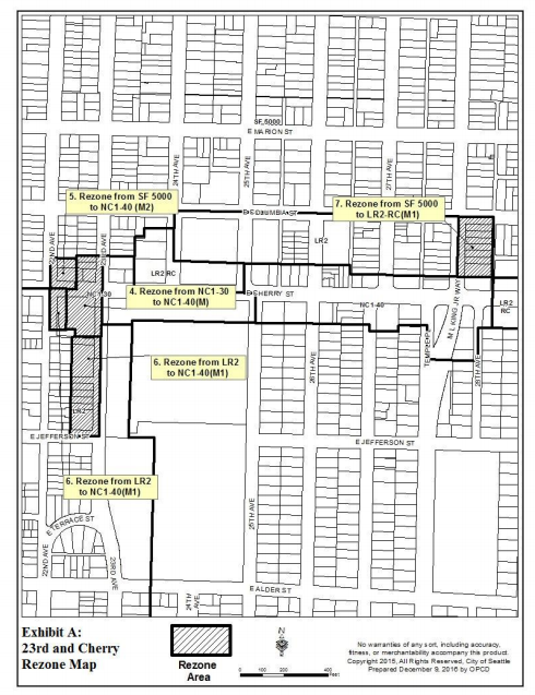 Proposed rezones within the 23rd and Cherry node. (City of Seattle)