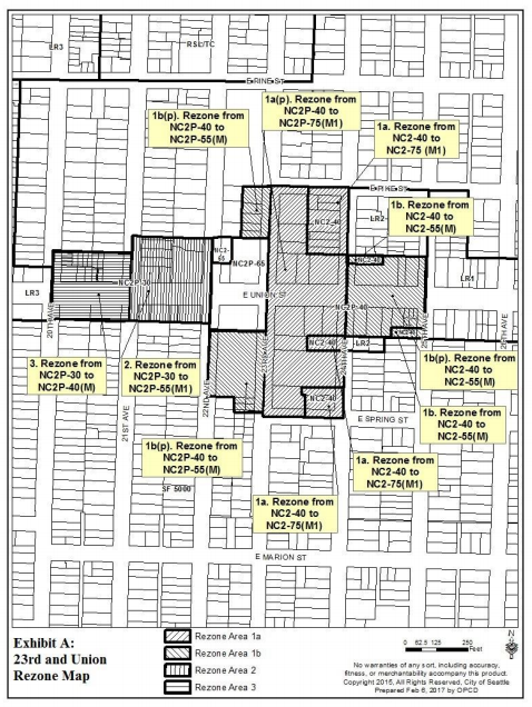 Proposed rezones within the 23rd and Union node. (City of Seattle)