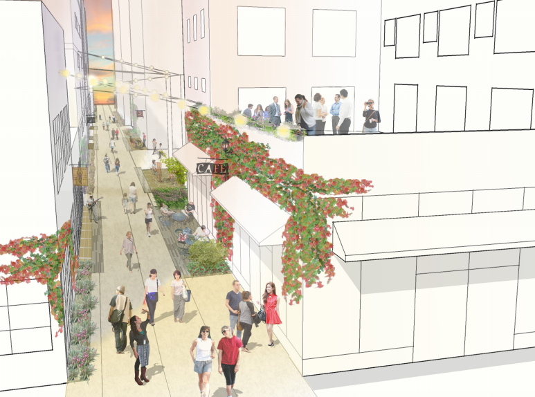 Alley concept for the University District. (SvR / Makers / City of Seattle)