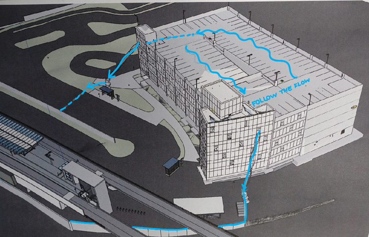 Sketch of the art concept for the 145th Street Station. Note the flow of water. (Sound Transit)