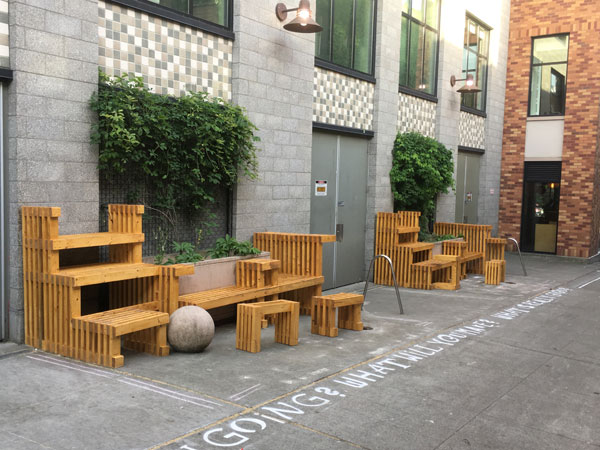 The new street furniture for the activated alley. (Cory Crocker)