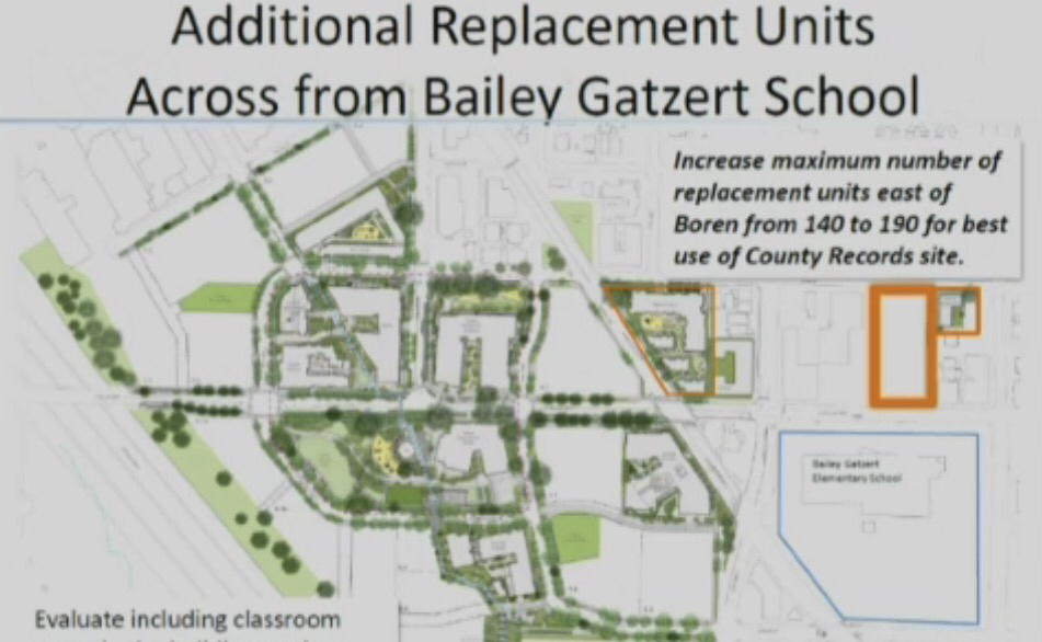 The orange site near Baily Gatzert Elementary School is the SHA site east of Boren that will get added LIPH units. (City of Seattle / SHA)