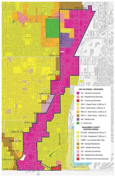 The proposed zoning for the subarea in the FEIS. (City of Edmonds)