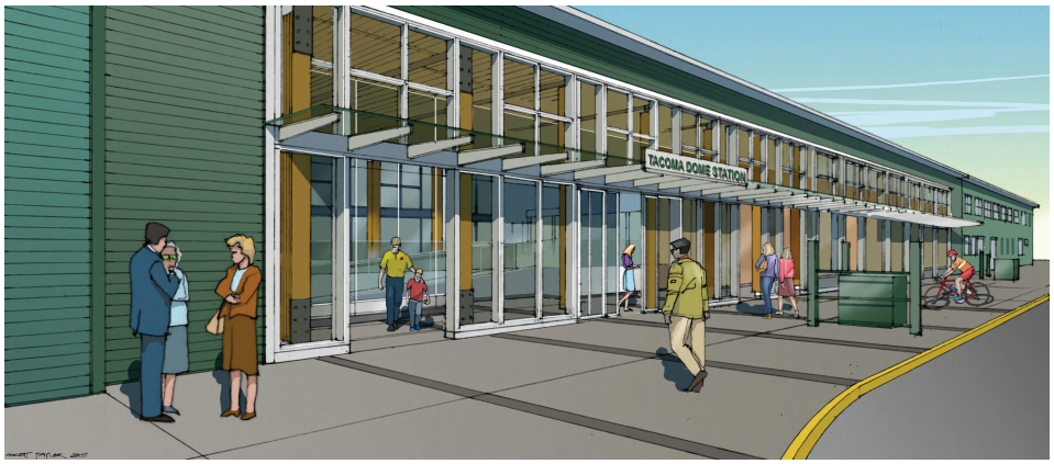 Sketch of the future Freighthouse Square station facilities in Tacoma. (WSDOT)