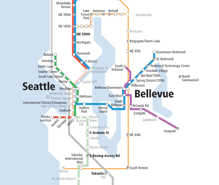 Sound Transit's system expansion map shows Pioneer Square will be a key station serving two different lines. (Sound Transit)