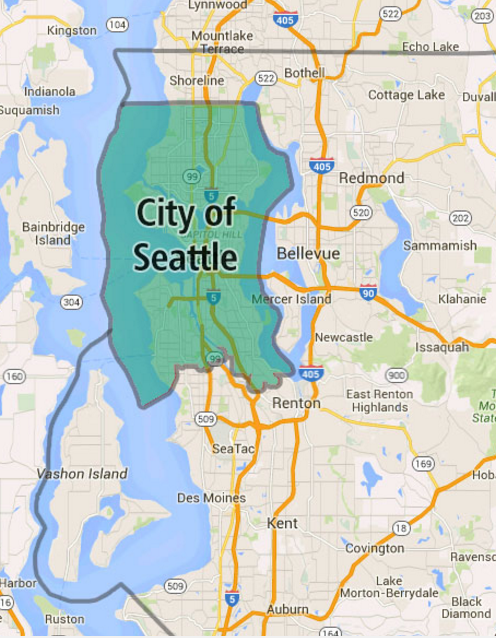 The city of Seattle is one zone. The rest of King County is another. (King County)