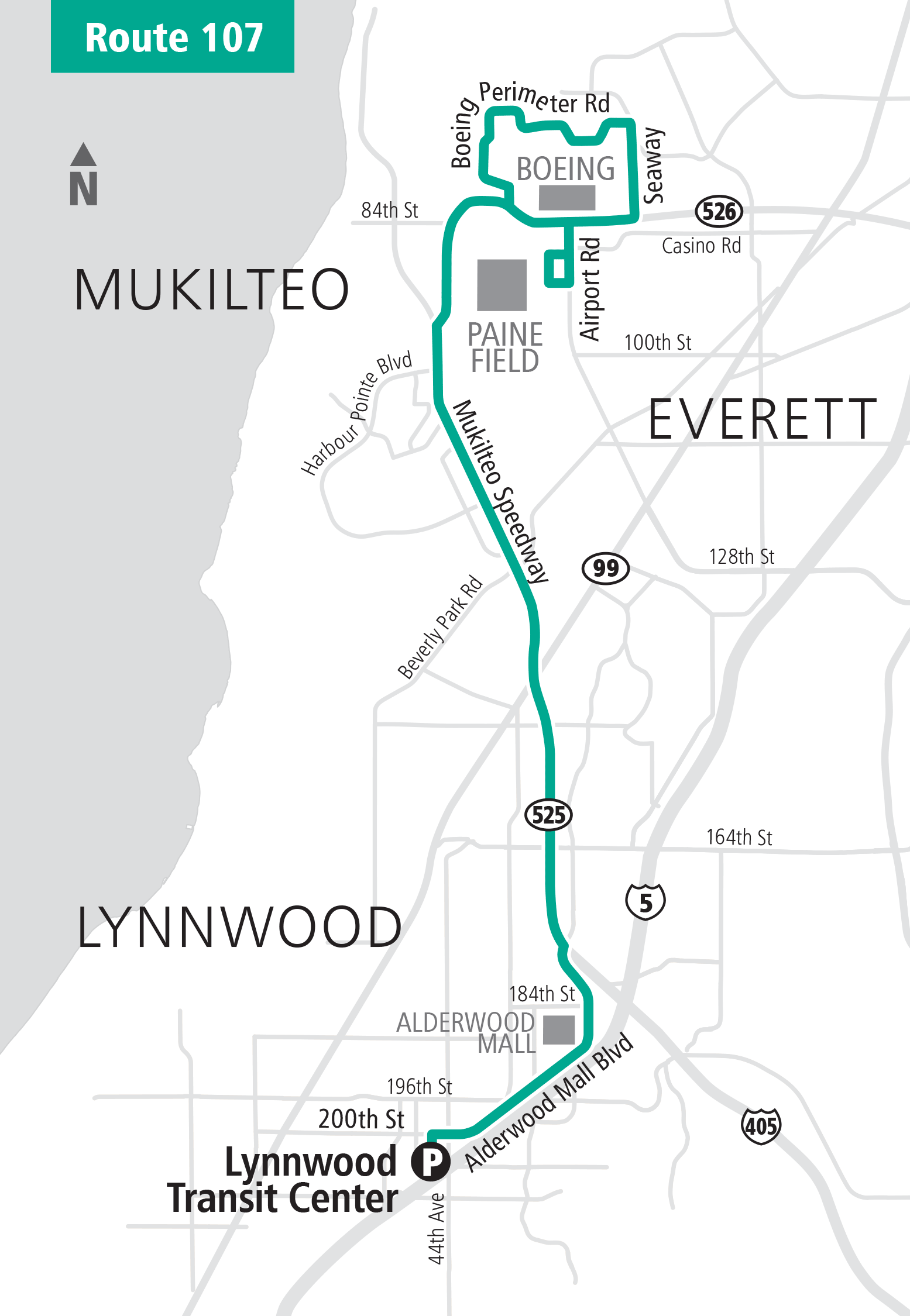 New Route 107 alignment. (Community Transit)