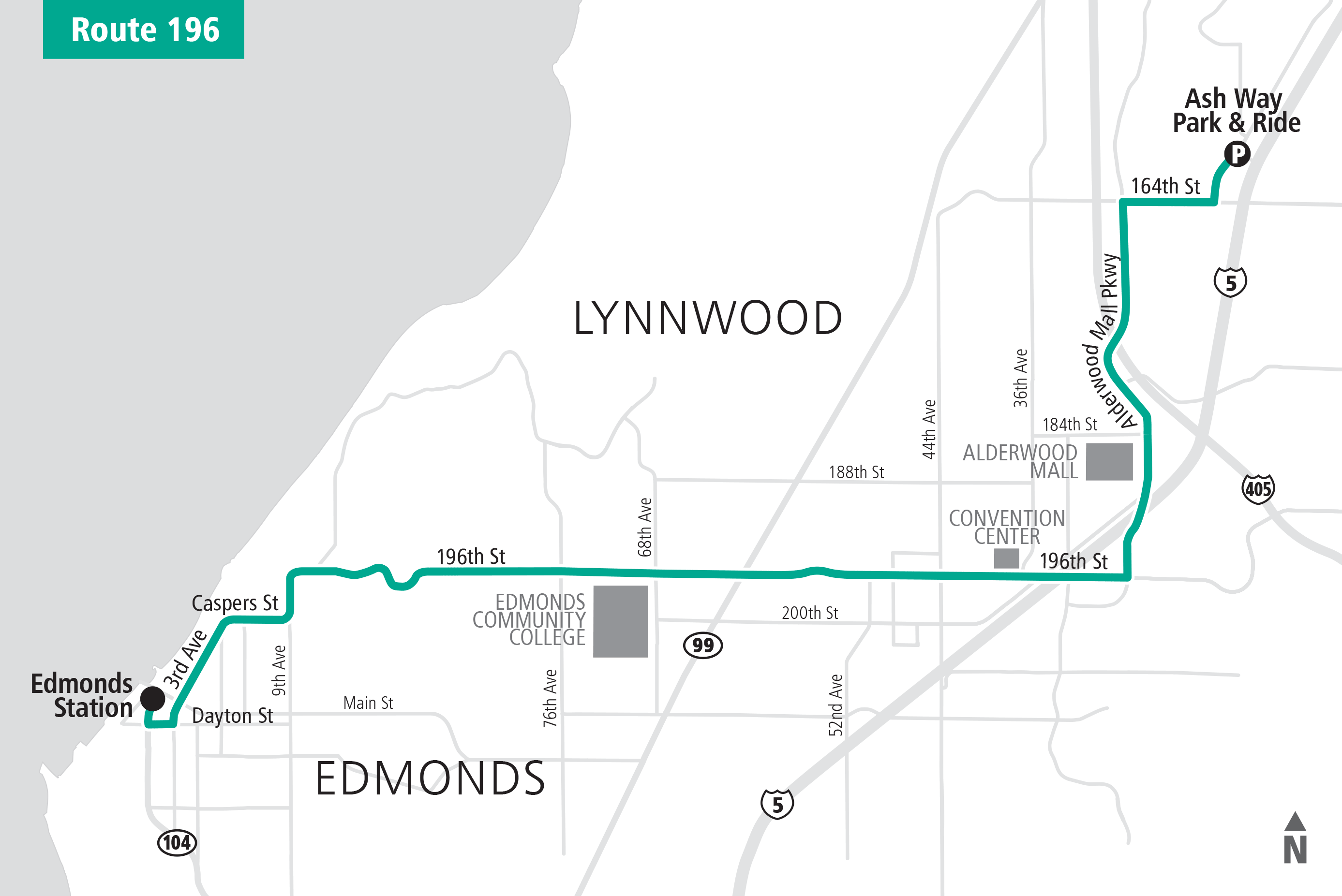 Extended Route 196 alignment. (Community Transit)