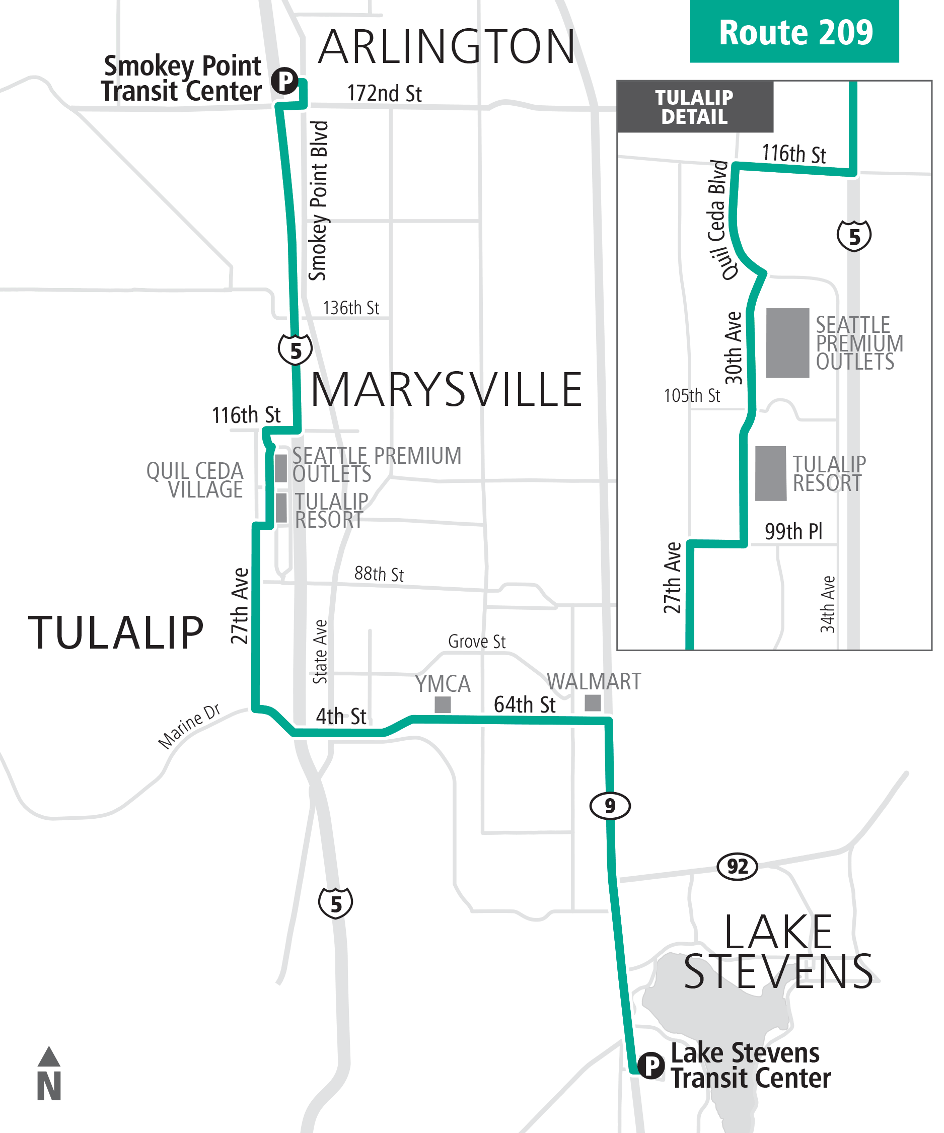 Extended Route 209 alignment. (Community Transit)