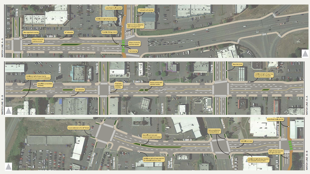 Street design concept for S 38th St. (City of Tacoma)