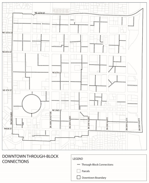 Planned through-block connections for Downtown Bellevue. (City of Bellevue)