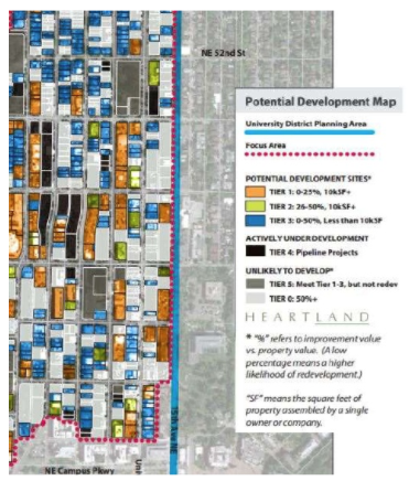 Potential Development Map from the University District Urban Design Framework. (City of Seattle)