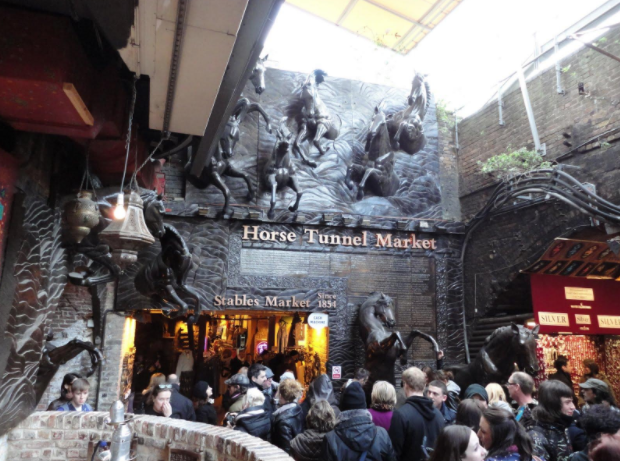 Camden Town, London tunnel reused as an underground market.
