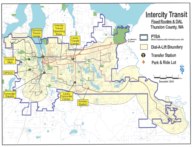 Intercity Transit routes and public transit benefit area (PTBA). (Intercity Transit)