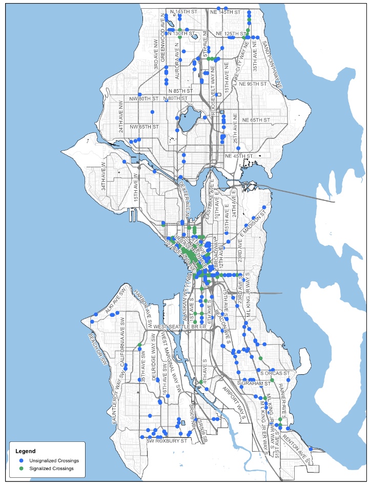 Five-year implementation of new and improved crossings. (City of Seattle)