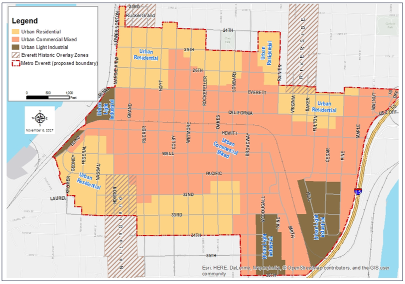 Draft zoning within an expanded Metro Everett. (City of Everett)