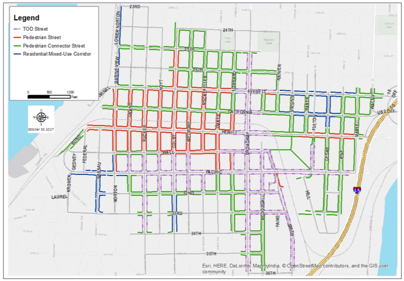 Draft street designation types within Metro Everett. (City of Everett)