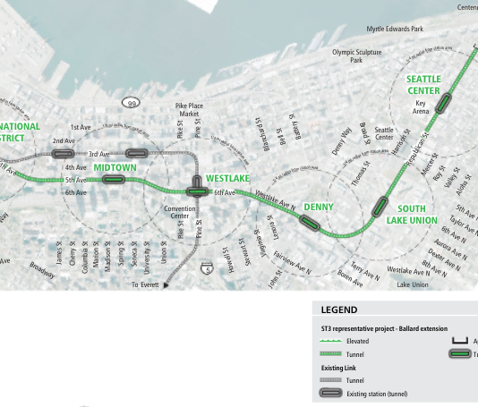 Map of the Week: West Seattle and Ballard Conceptual Alignments