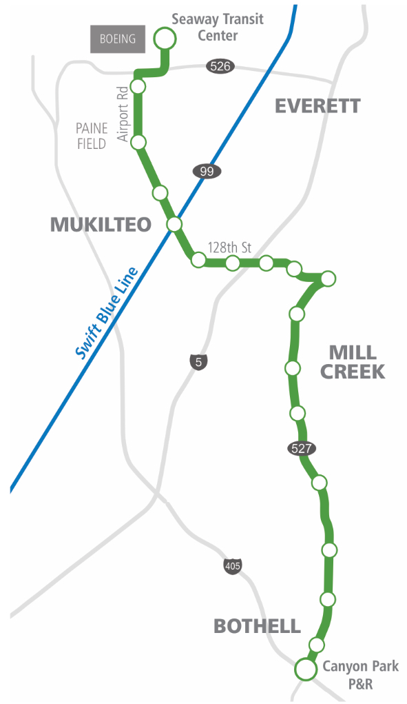 Planned Swift Green Line route. (Community Transit)
