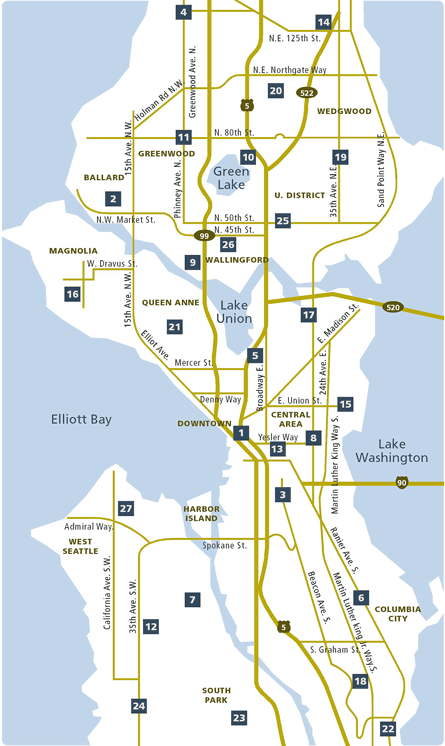 Seattle library system map. (Seattle Public Libraries)