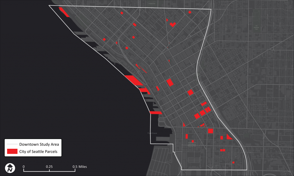 Property owned by the City of Seattle in Downtown. (Data provided by permission of King County)