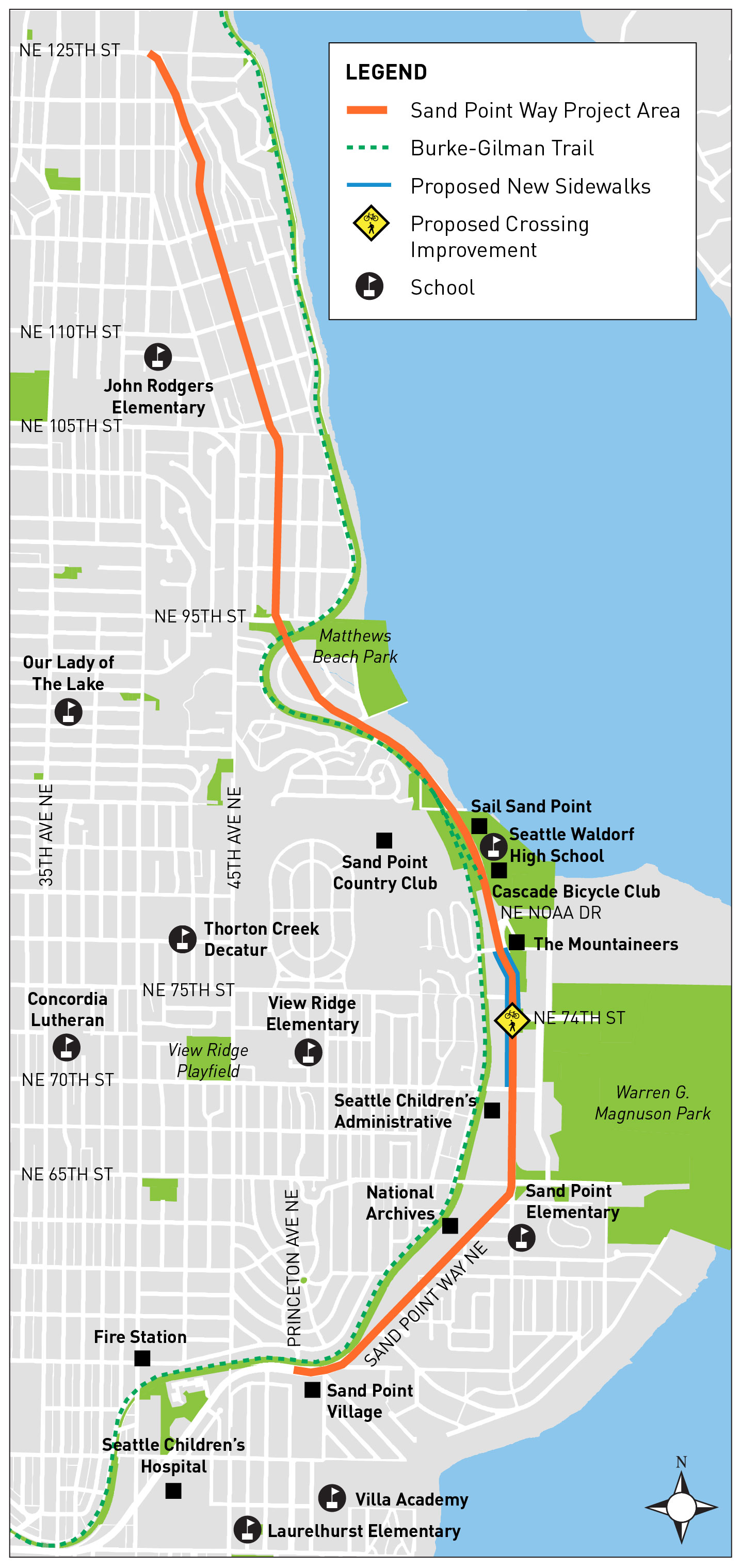 Corridor map showing the project area and conceptual improvements. (City of Seattle)