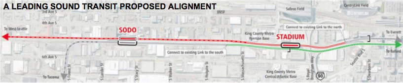The representative alignment of the West Seattle light rail extension. (Sound Transit)