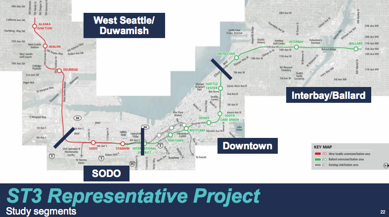 Studied segments as part of the evaluation. (Sound Transit)