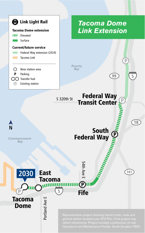 The representative project proposal for the Tacoma Dome Link extension. (Sound Transit)