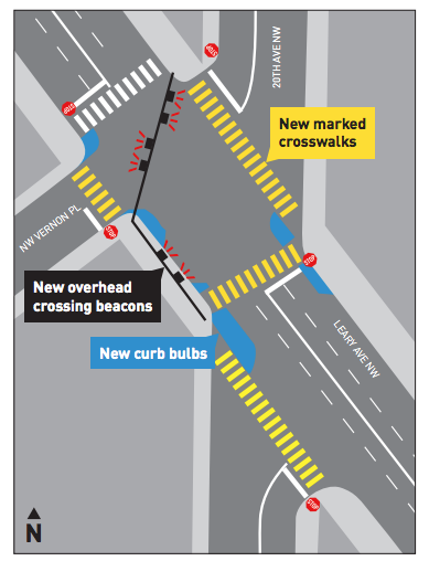 New design of the Leary Ave NW at 20th Ave NW. (City of Seattle)