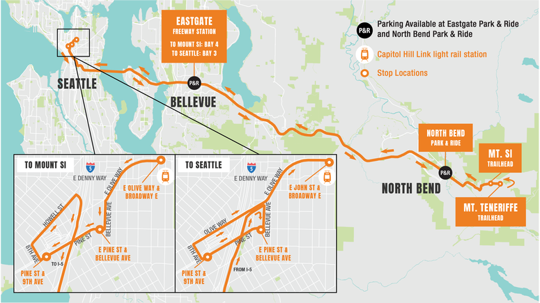 North Bend Trailhead Direct route. (King County)