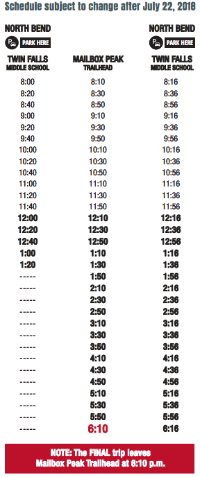 Service schedule until late July. (King County)