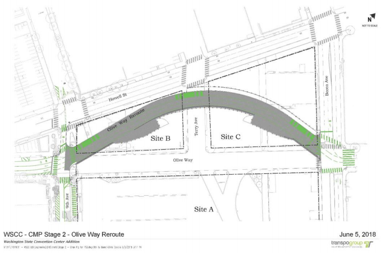 The 60% plan for Olive Way right-of-way shift. (City of Seattle)