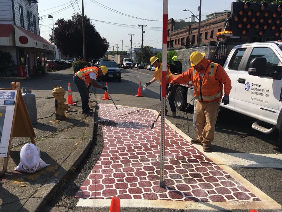 Painted brick patterning used by SDOT. (City of Seattle)