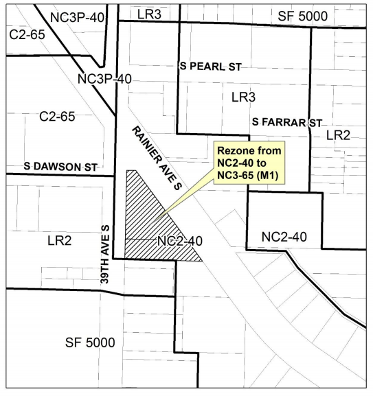 Map of the site zoning change and local context. (City of Seattle)