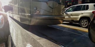 Seattle Streetcar in Pioneer Square.