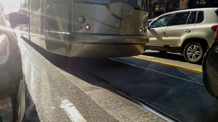 Seattle Streetcar in Pioneer Square.