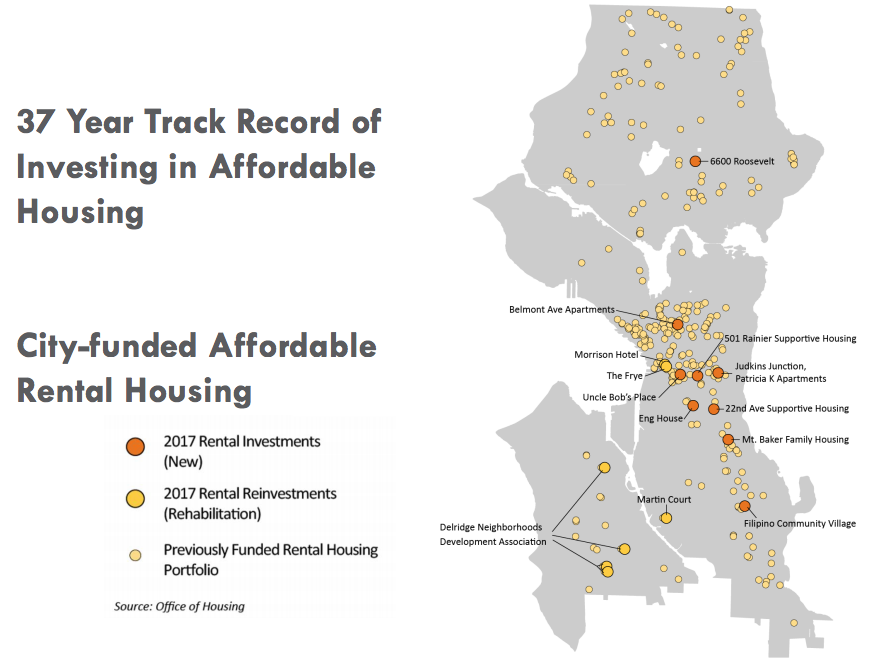 Where OH has made affordable housing investments in past years. (City of Seattle)