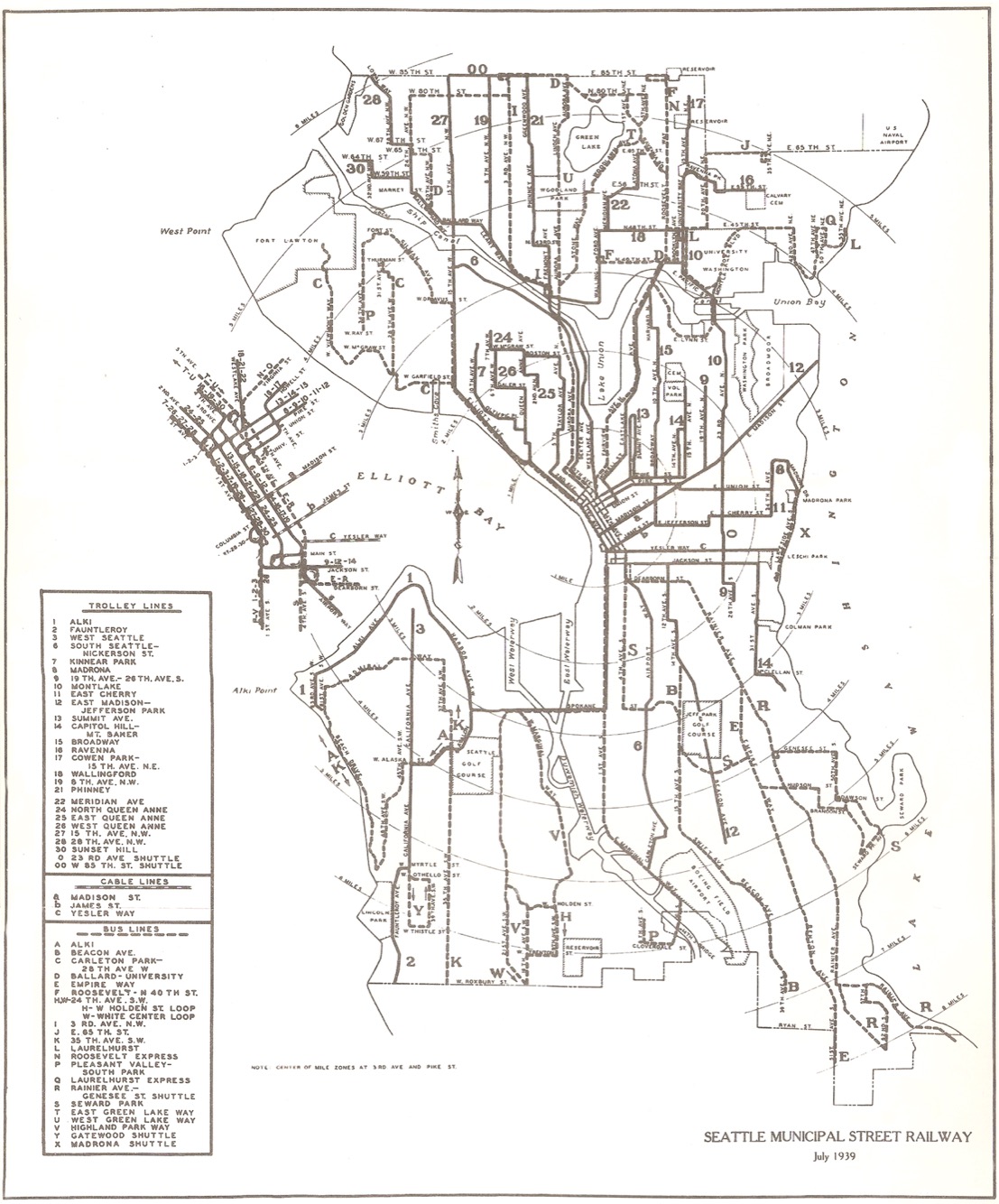 Seattle’s old network of trolley, cable, and bus lines. (Seattle Municipal Archives)