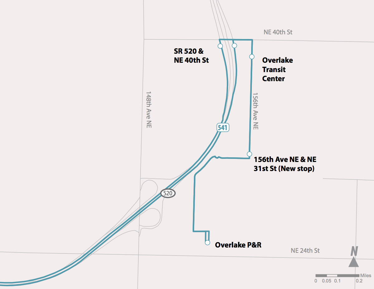 Proposed changes to Route 541. (Sound Transit)