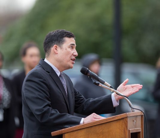 Senator Hobbs Recasts Himself as Fix It First Leader in National Press Senator Hobbs, Chair of the Senate Transportation Committee, at a youth rally in 2016. (Washington State Democrats)