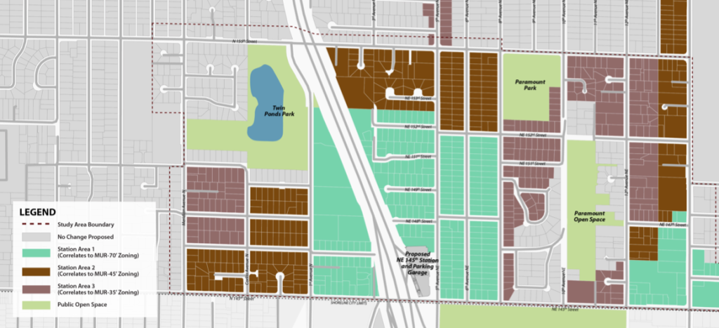 City of Shoreline Subarea Plan for the NE 145th St. light rail station. Credit: City of Shoreline.