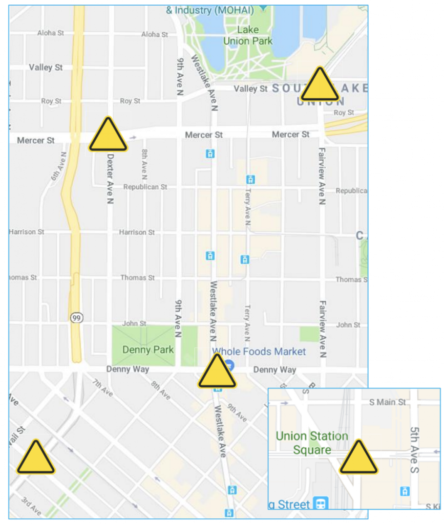 Possible priority locations for automated enforcement cameras. (City of Seattle)