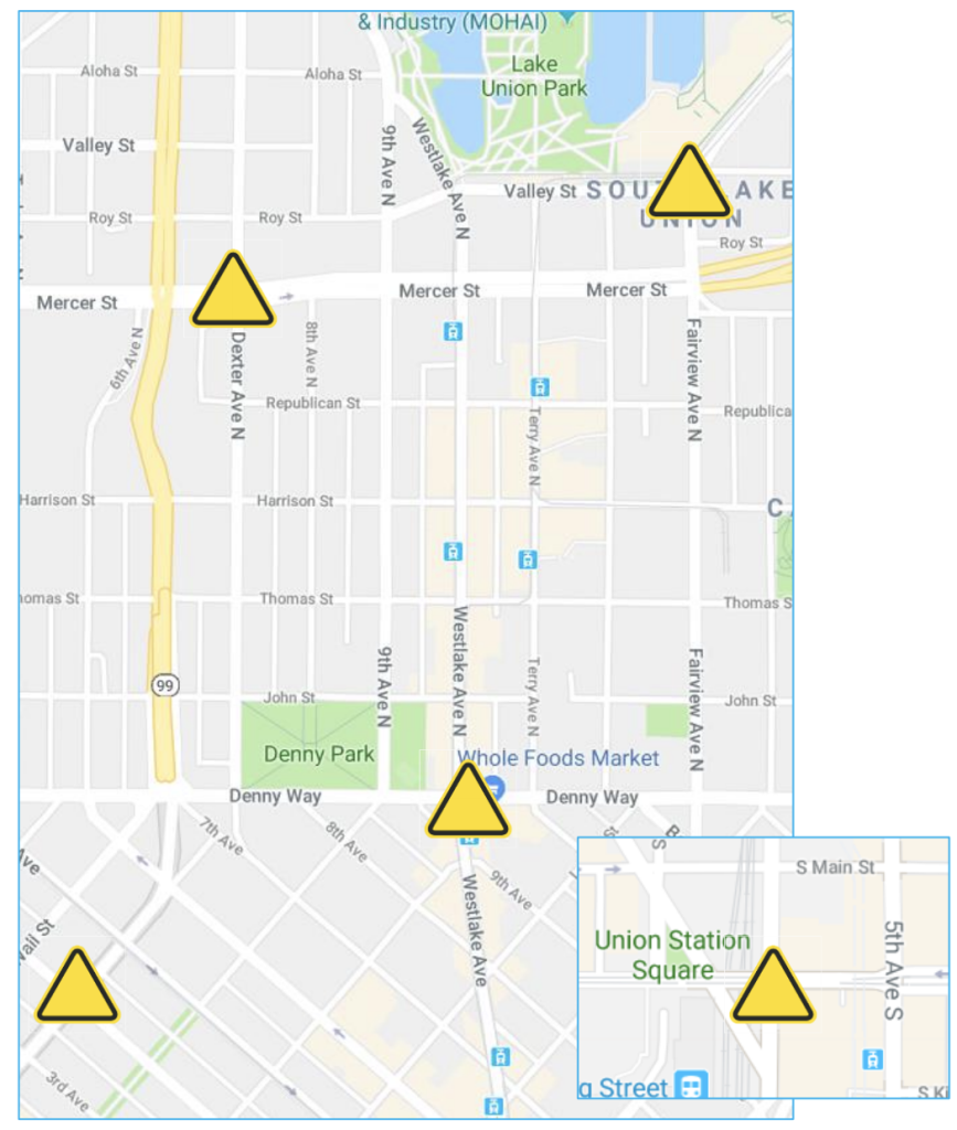 Possible priority locations for automated enforcement cameras. (City of Seattle)