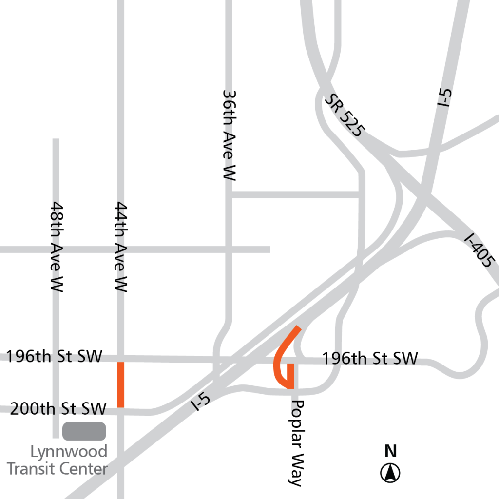 Orange: roadway modifications. (Sound Transit)