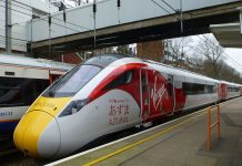 State Senate Moves to Launch High-Speed Rail Authority as House Penny Pinches Virgin Trains East Coast Azuma Class 800 at Hampstead Heath station in London. (Wikipedia / Spsmiler)